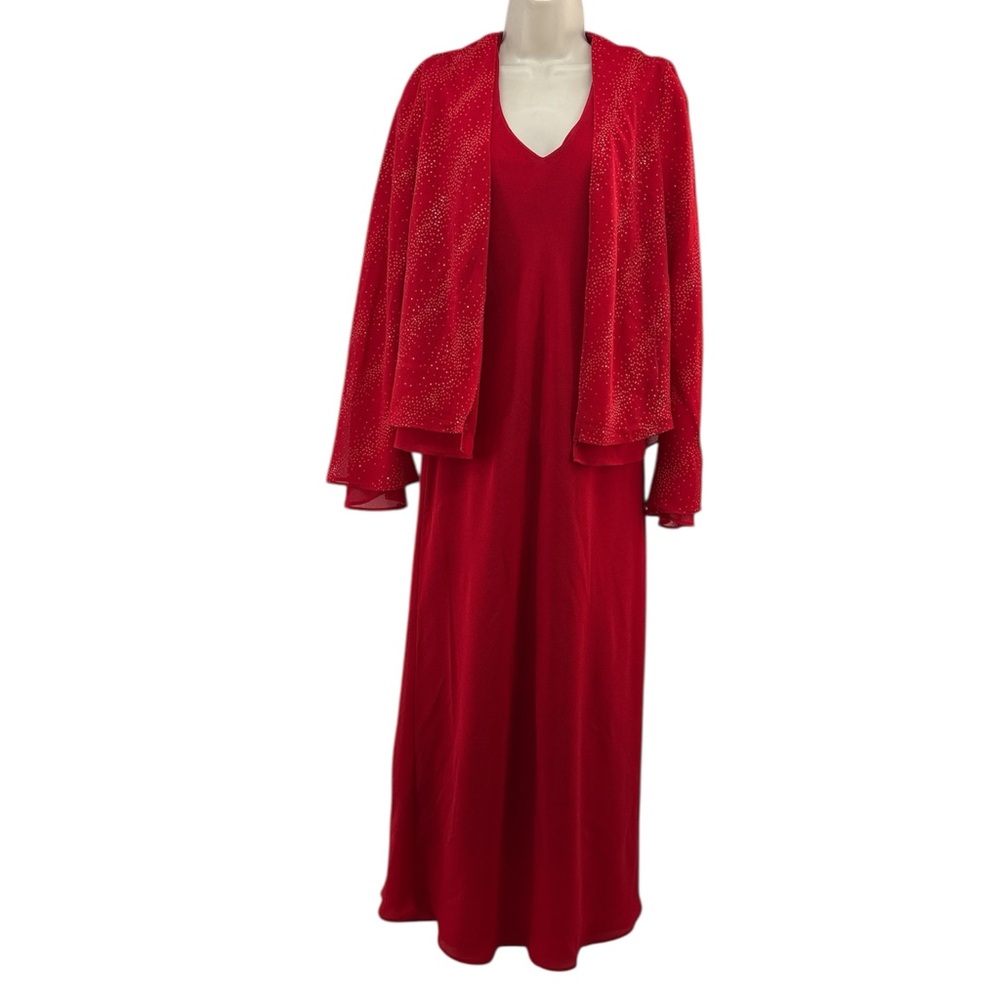 Y2K Citi Dress Women’s 1pc Red Sleeveless Maxi Dress with Glitter Jacket